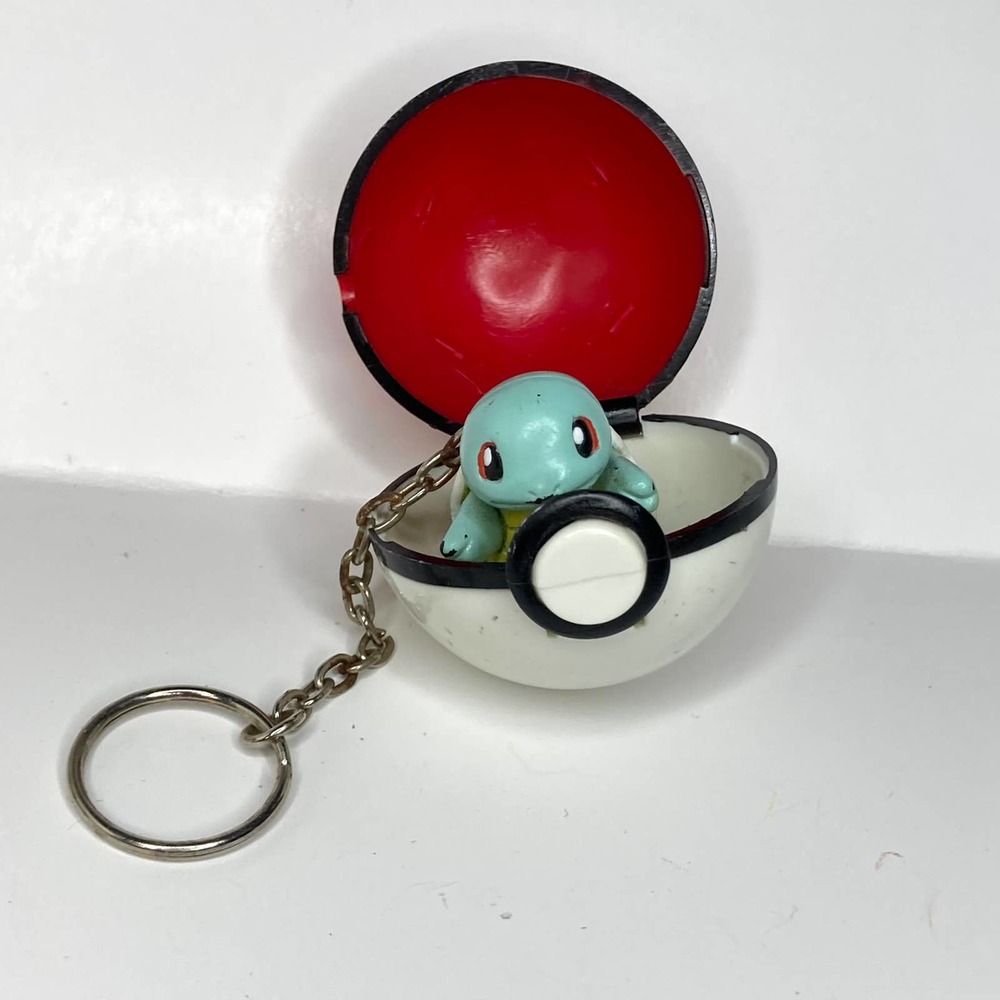 Squirtle 1999 Basic Fun Pokemon Keychain Figure & Ball Keychain Toy Vintage Gift